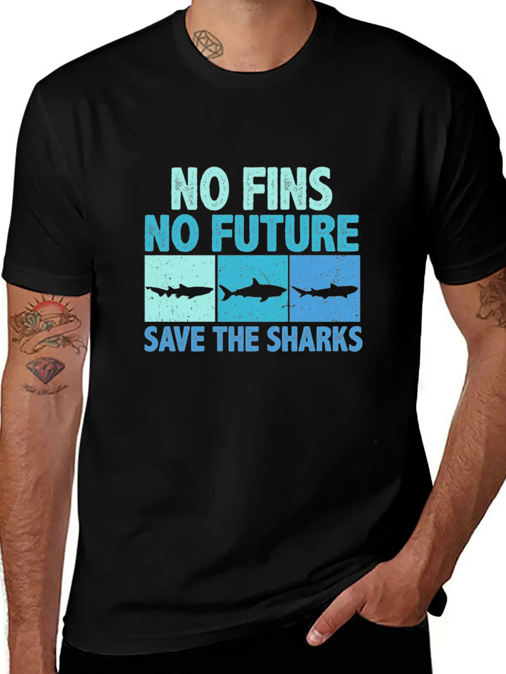No Fins No Future Protect The Sharks Shark Lover Unisex Short Sleeve Soft Cotton T-Shirt – Casual Everyday Wear