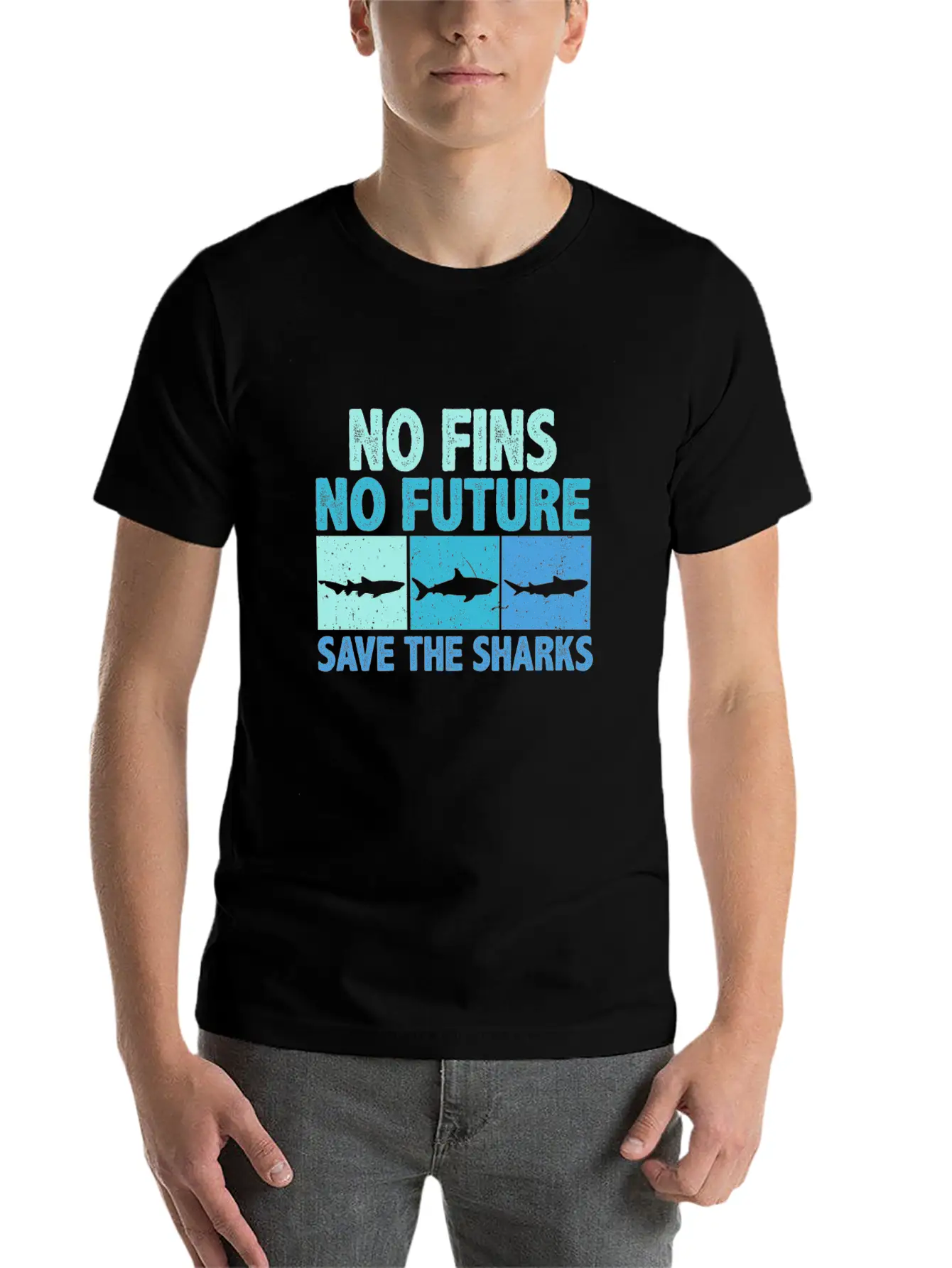 No Fins No Future Protect The Sharks Shark Lover Unisex Short Sleeve Soft Cotton T-Shirt – Casual Everyday Wear