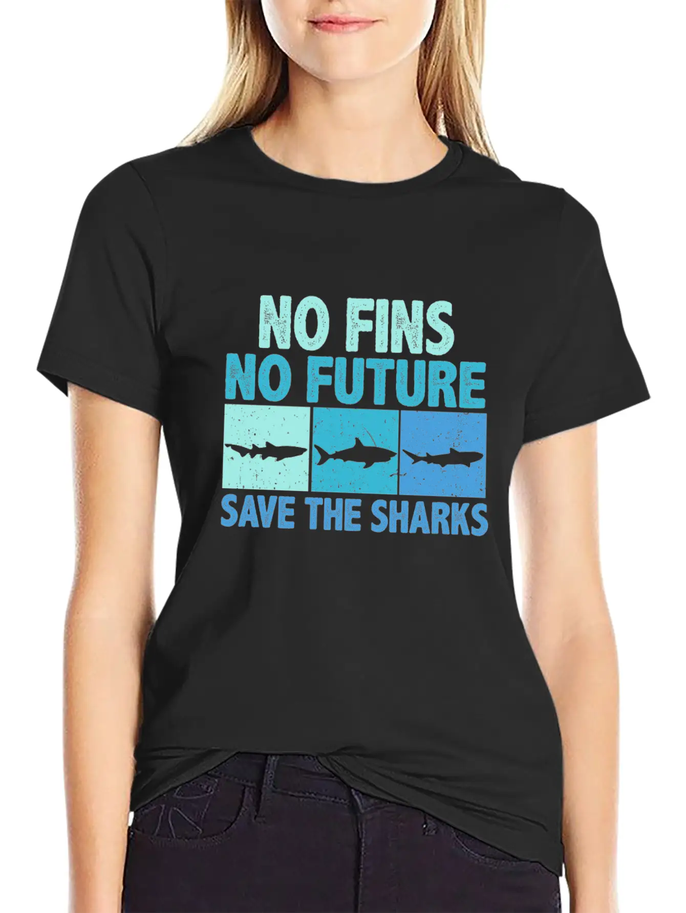 No Fins No Future Protect The Sharks Shark Lover Unisex Short Sleeve Soft Cotton T-Shirt – Casual Everyday Wear