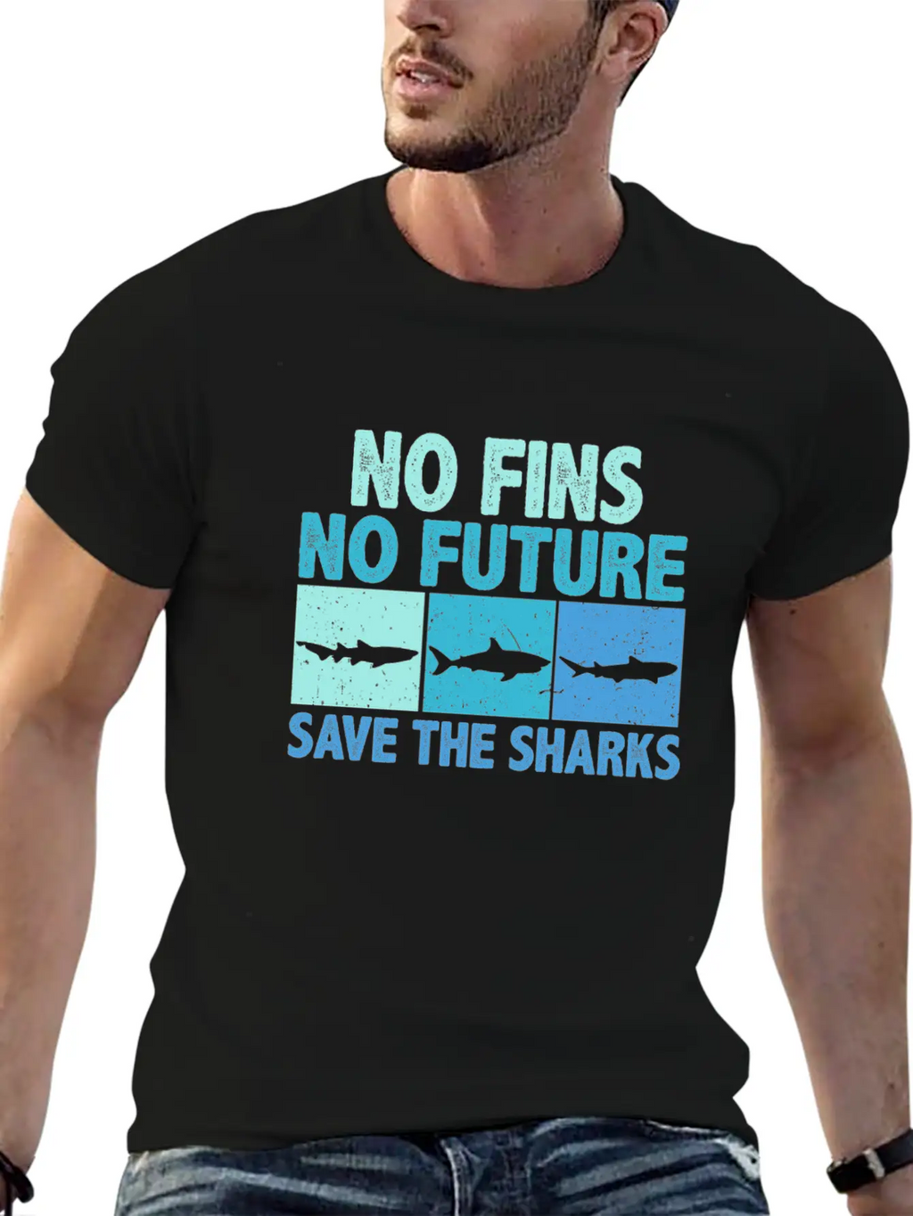No Fins No Future Protect The Sharks Shark Lover Unisex Short Sleeve Soft Cotton T-Shirt – Casual Everyday Wear