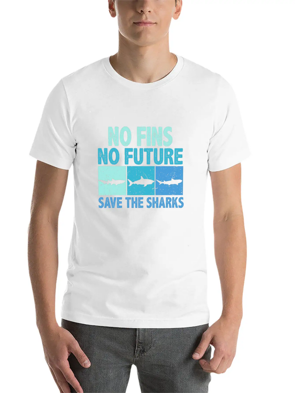 No Fins No Future Protect The Sharks Shark Lover Unisex Short Sleeve Soft Cotton T-Shirt – Casual Everyday Wear
