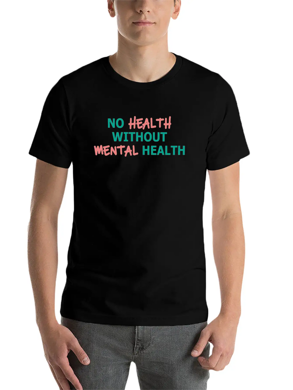No Health Without Mental Health Breathable Soft Cotton T-Shirt – Timeless Casual Look