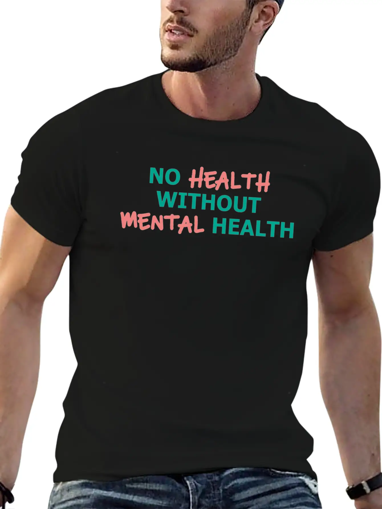 No Health Without Mental Health Breathable Soft Cotton T-Shirt – Timeless Casual Look