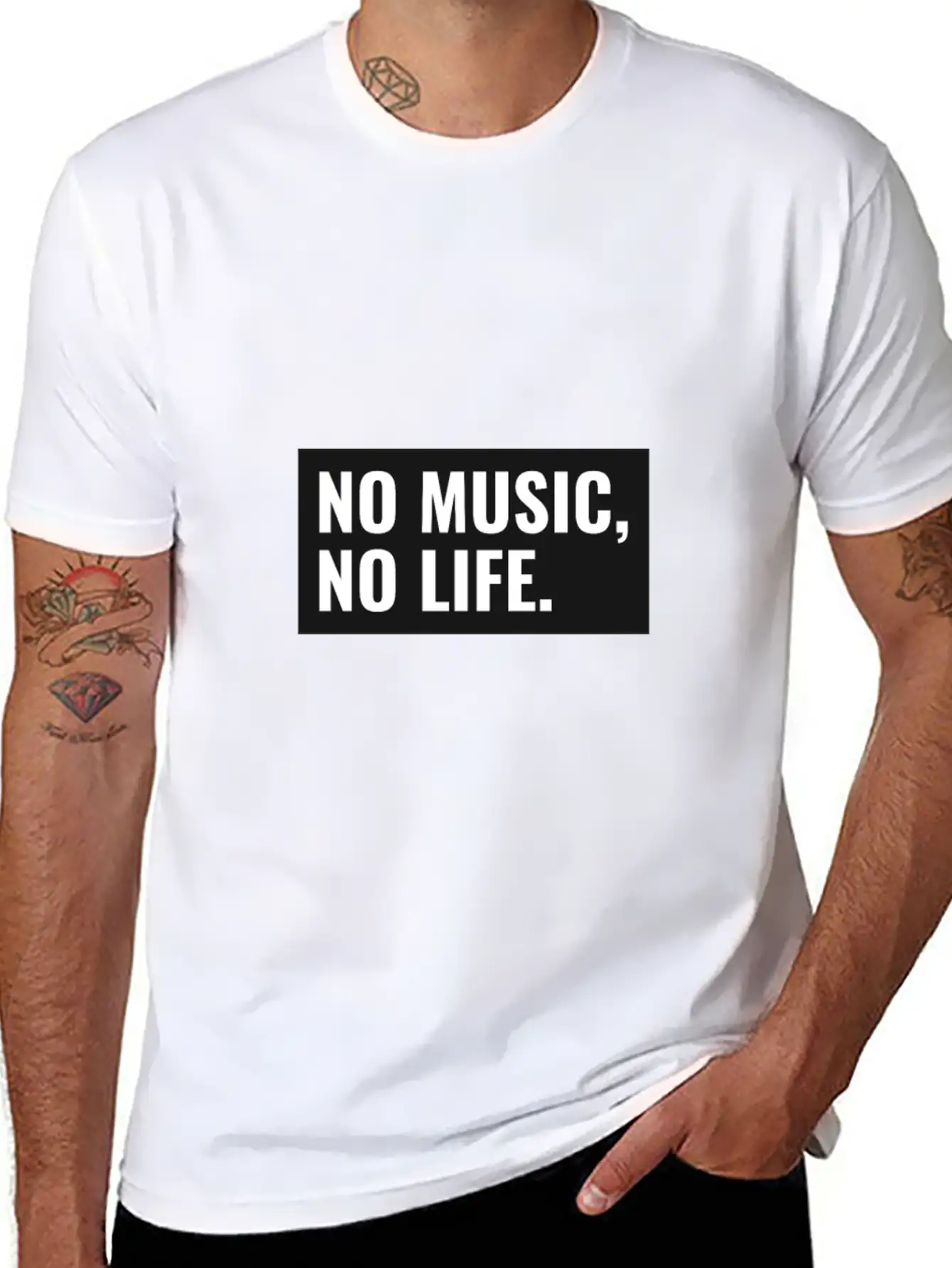 No Music No Life Funny Music Lover Gift Musical Al Stylish Everyday T-Shirt – Unisex Basic Cotton Tee