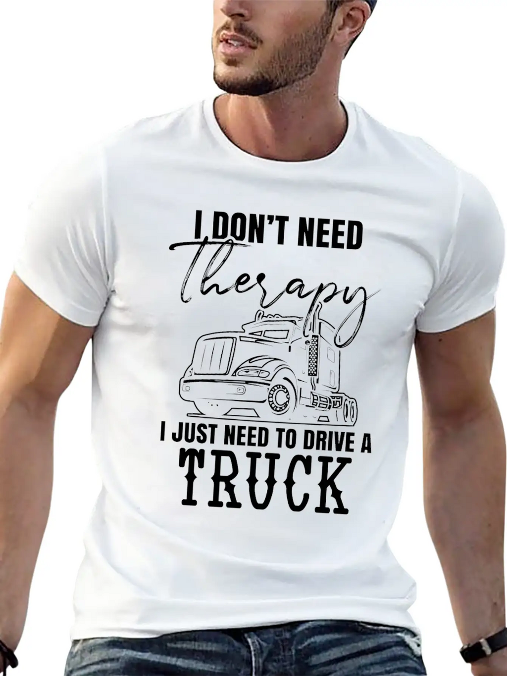 No Therapy - Drive Truck Trucker Breathable Graphic T-Shirt – Perfect For Casual Days