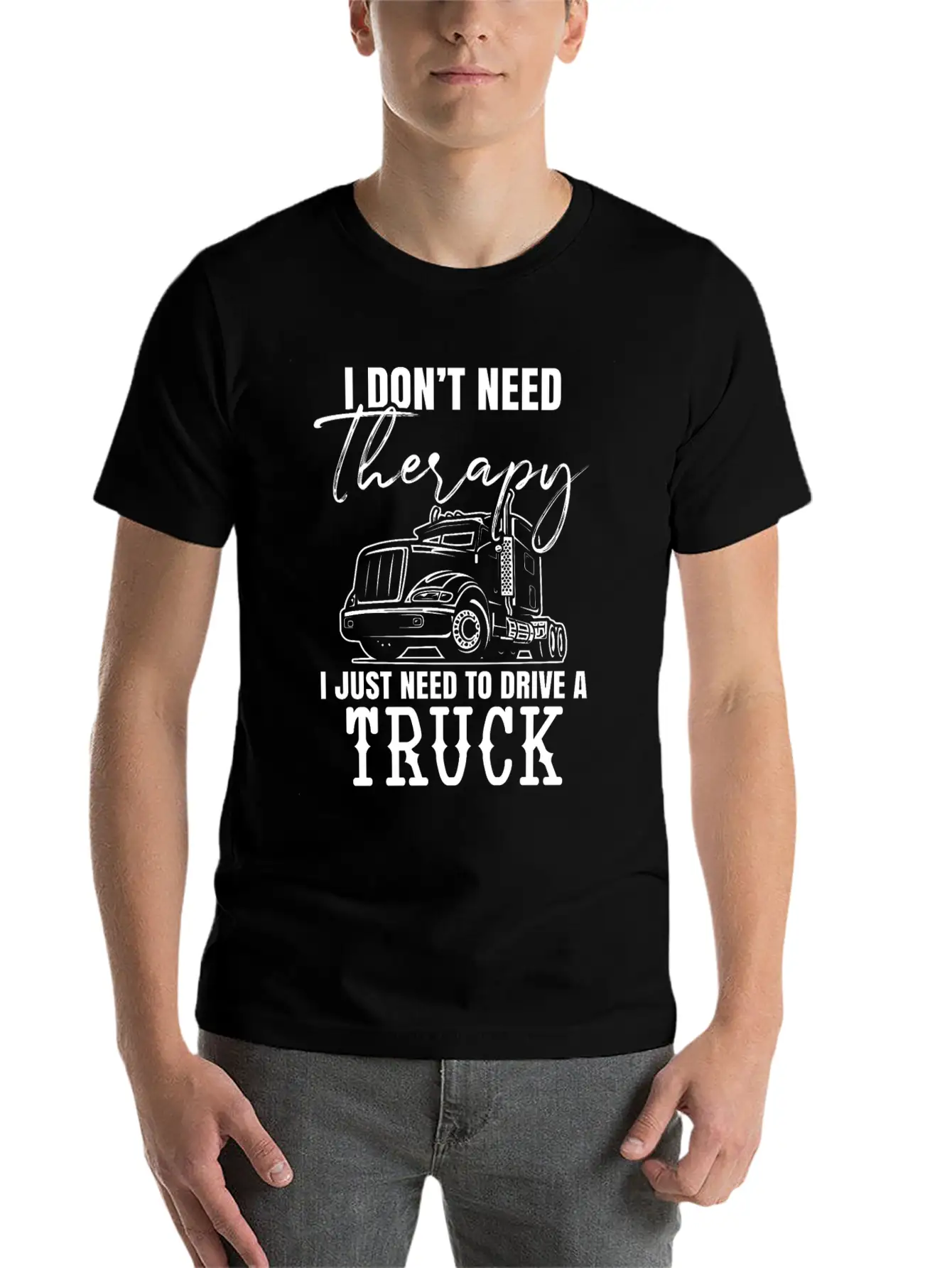 No Therapy - Drive Truck Trucker Breathable Graphic T-Shirt – Perfect For Casual Days
