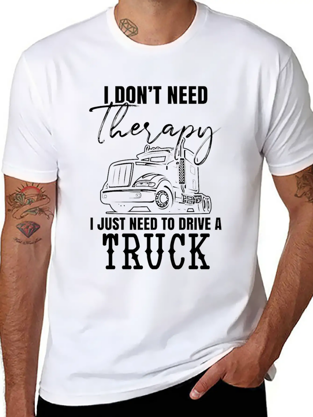 No Therapy - Drive Truck Trucker Breathable Graphic T-Shirt – Perfect For Casual Days