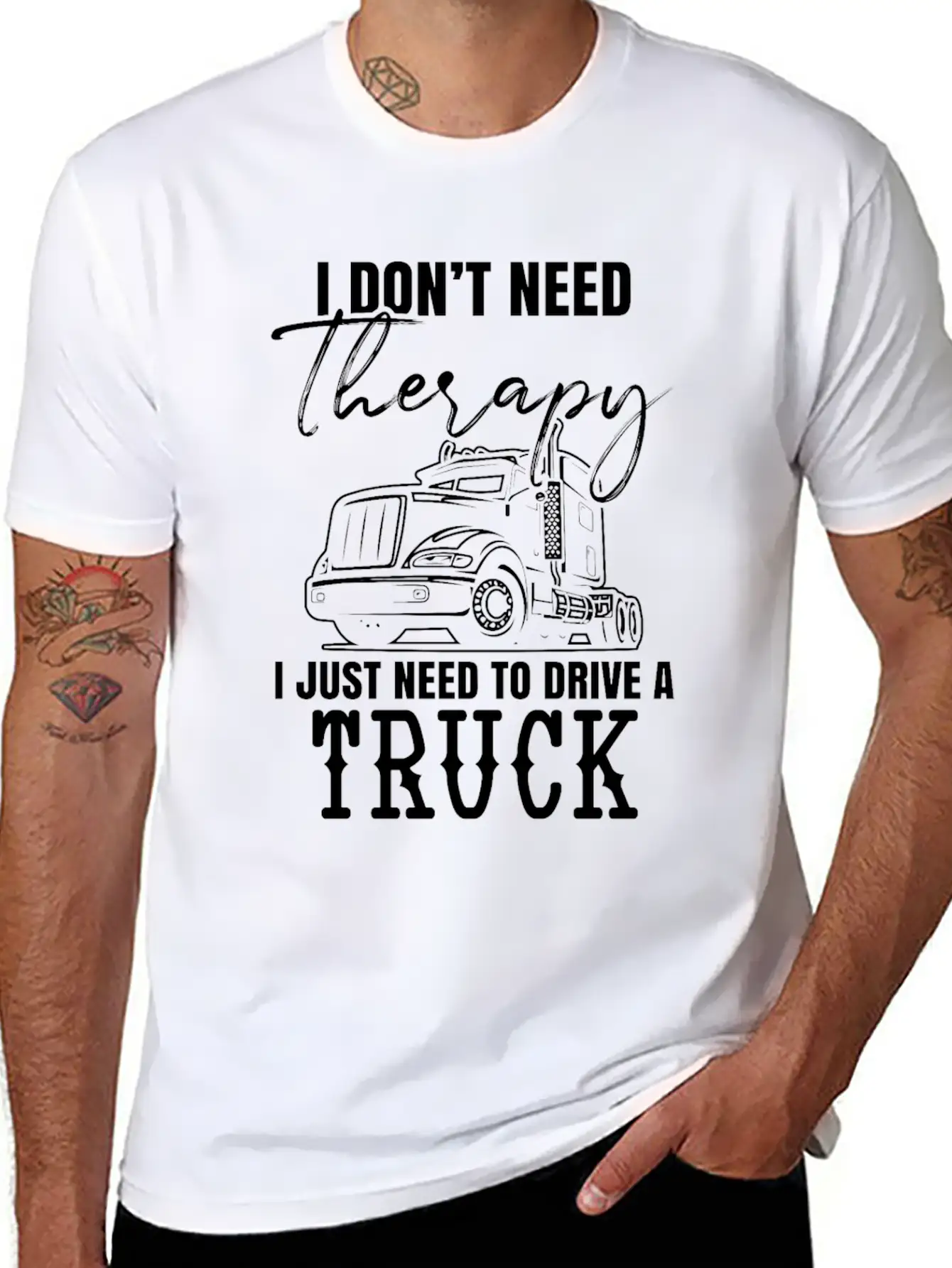 No Therapy - Drive Truck Trucker Breathable Graphic T-Shirt – Perfect For Casual Days