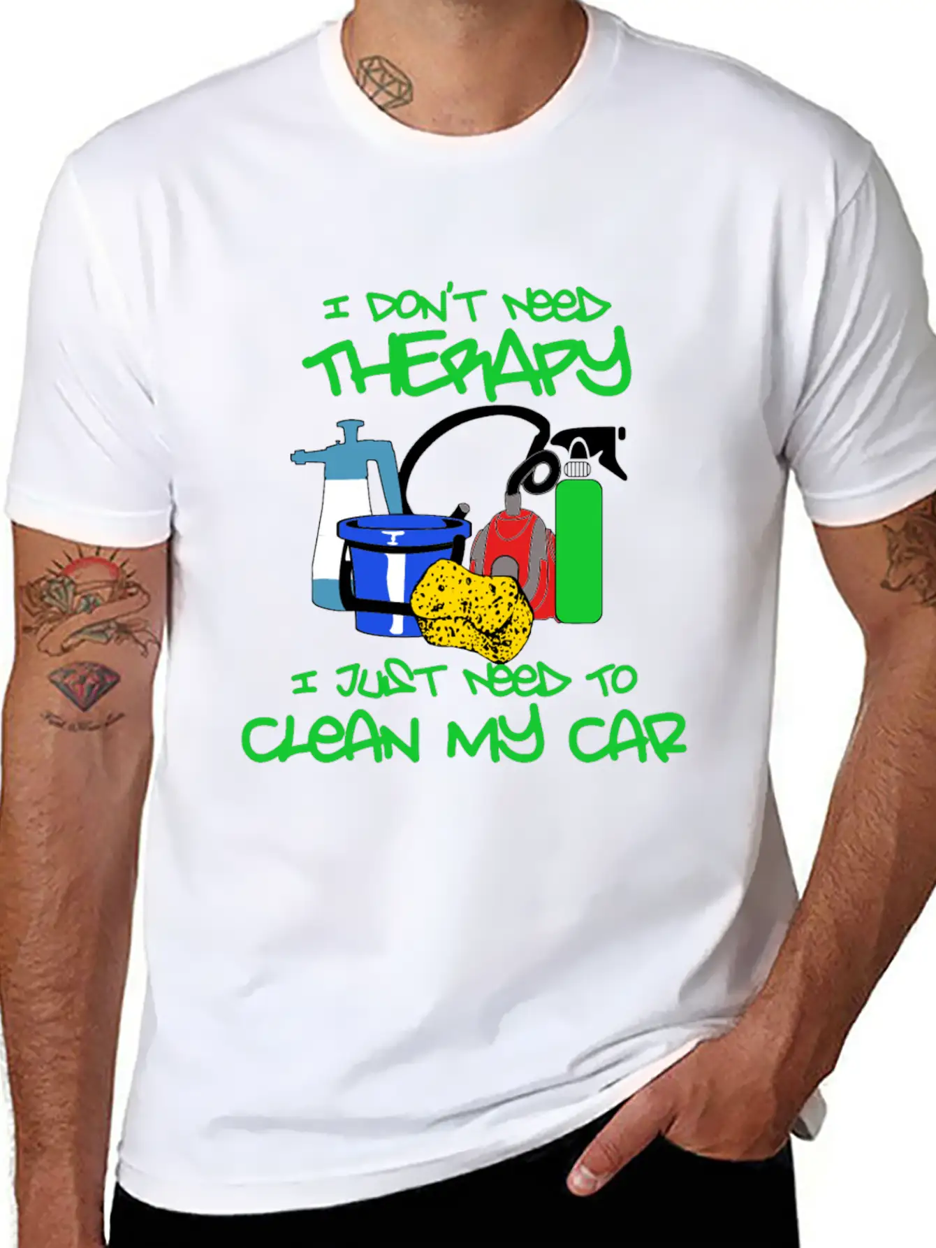 No Therapy Just Clean My Car Unisex Short Sleeve Soft Cotton T-Shirt – Casual Everyday Wear