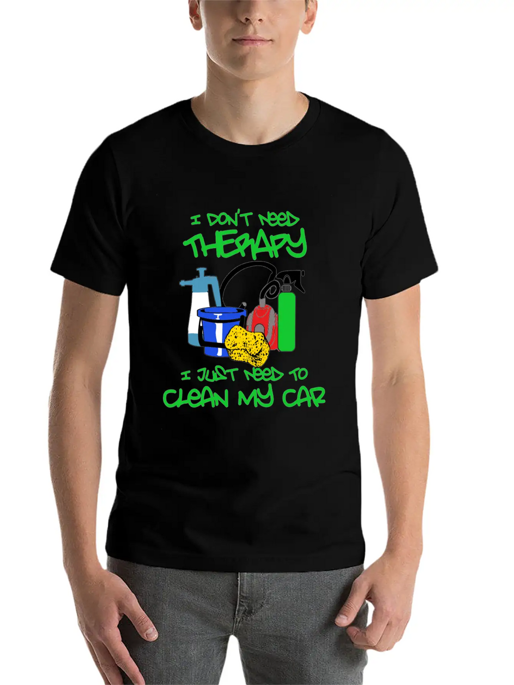 No Therapy Just Clean My Car Unisex Short Sleeve Soft Cotton T-Shirt – Casual Everyday Wear