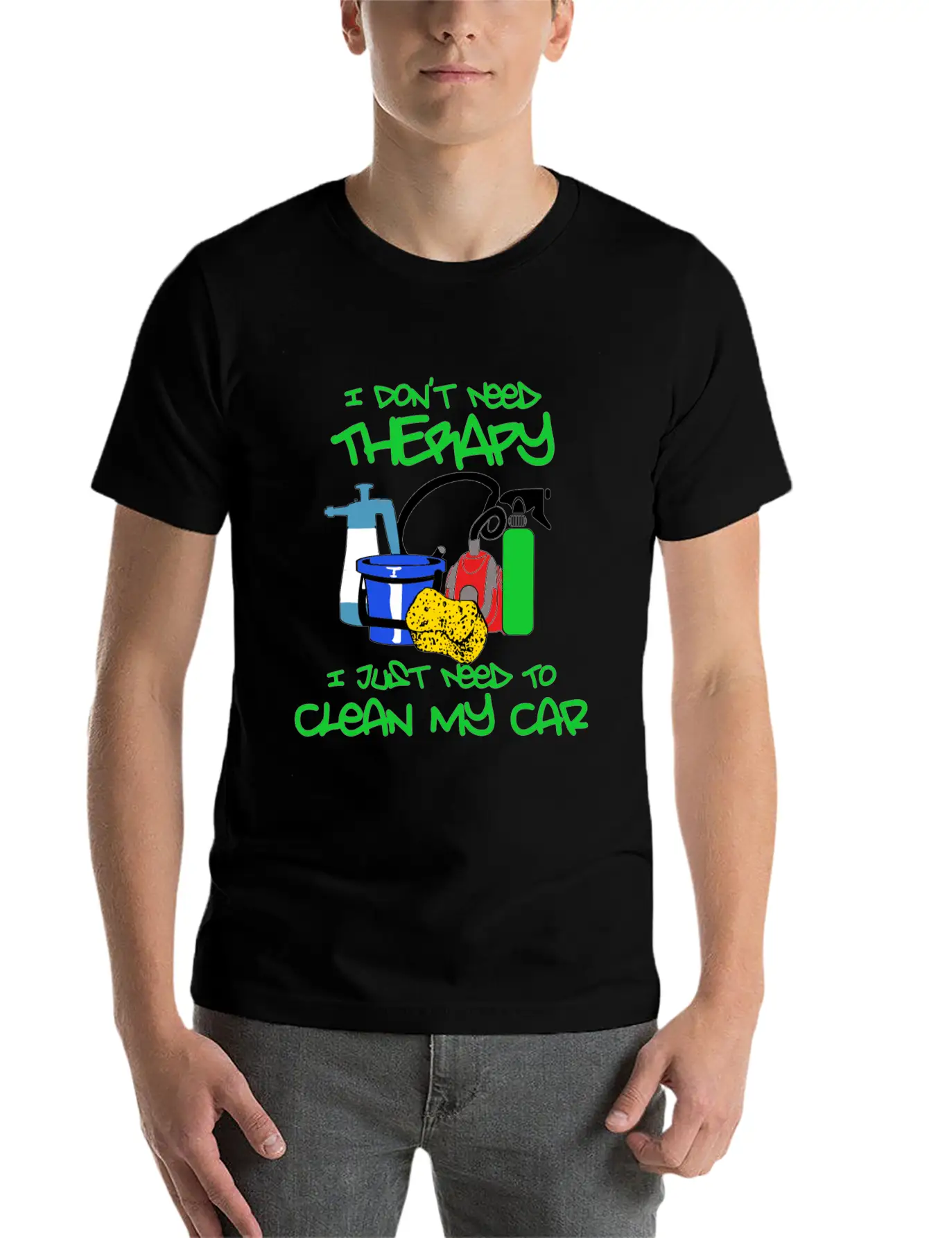 No Therapy Just Clean My Car Unisex Short Sleeve Soft Cotton T-Shirt – Casual Everyday Wear