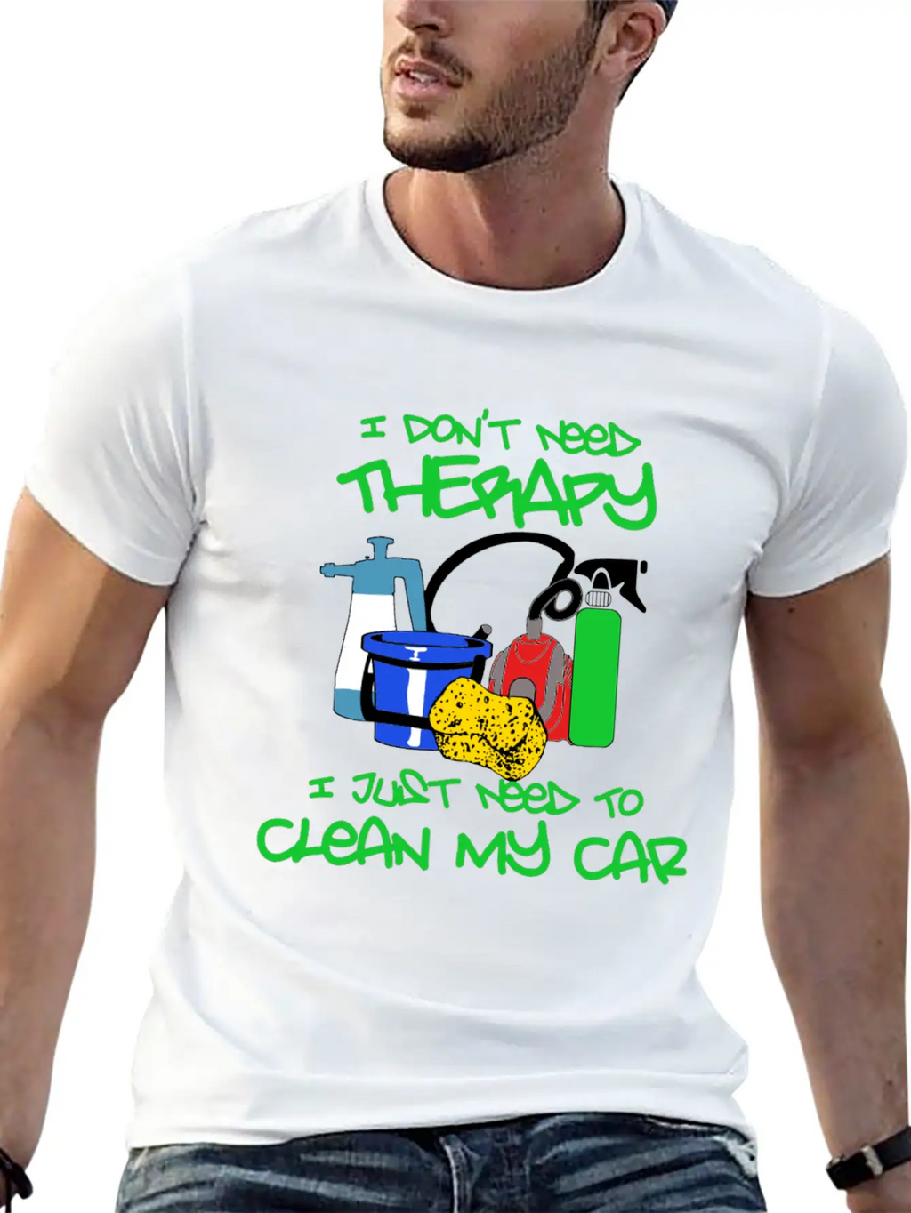 No Therapy Just Clean My Car Unisex Short Sleeve Soft Cotton T-Shirt – Casual Everyday Wear
