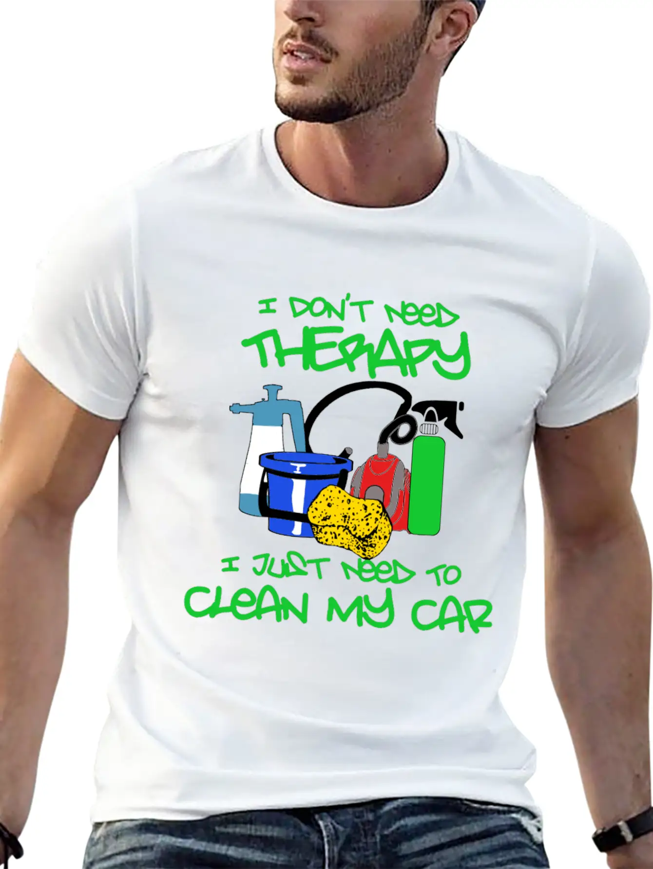 No Therapy Just Clean My Car Unisex Short Sleeve Soft Cotton T-Shirt – Casual Everyday Wear