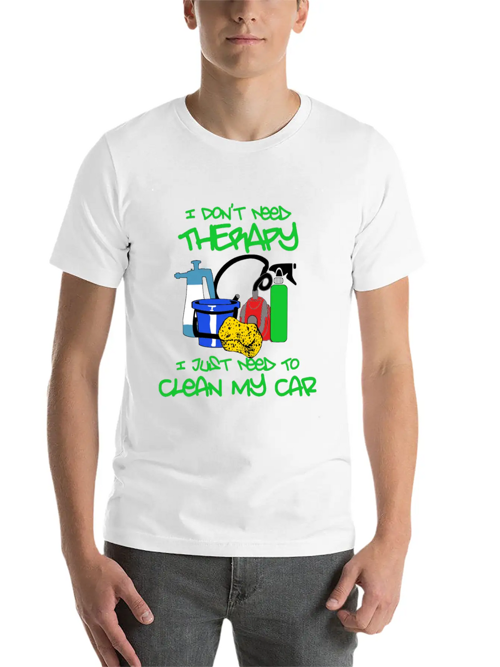 No Therapy Just Clean My Car Unisex Short Sleeve Soft Cotton T-Shirt – Casual Everyday Wear