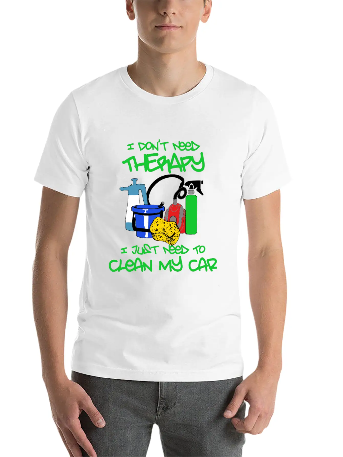 No Therapy Just Clean My Car Unisex Short Sleeve Soft Cotton T-Shirt – Casual Everyday Wear