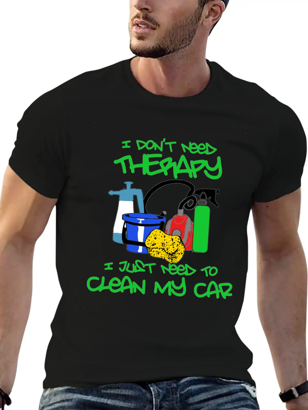 No Therapy Just Clean My Car Unisex Short Sleeve Soft Cotton T-Shirt – Casual Everyday Wear