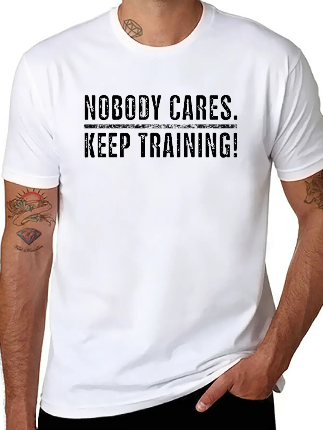 Nobody Cares Keep Training Gym Work Out Men Women Unisex Short Sleeve Soft Cotton T-Shirt – Casual Everyday Wear