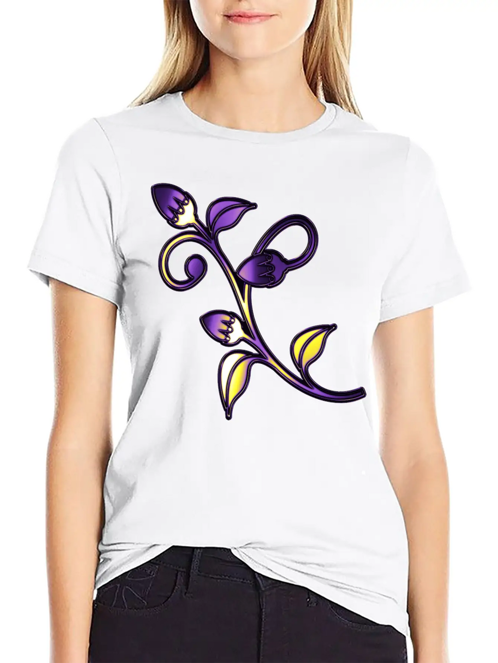 Nonbinary Pride Stained Glass Flowering Stem Stylish Everyday T-Shirt – Unisex Basic Cotton Tee