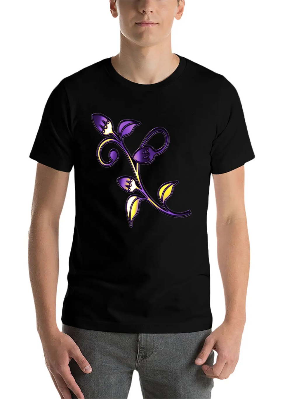 Nonbinary Pride Stained Glass Flowering Stem Stylish Everyday T-Shirt – Unisex Basic Cotton Tee