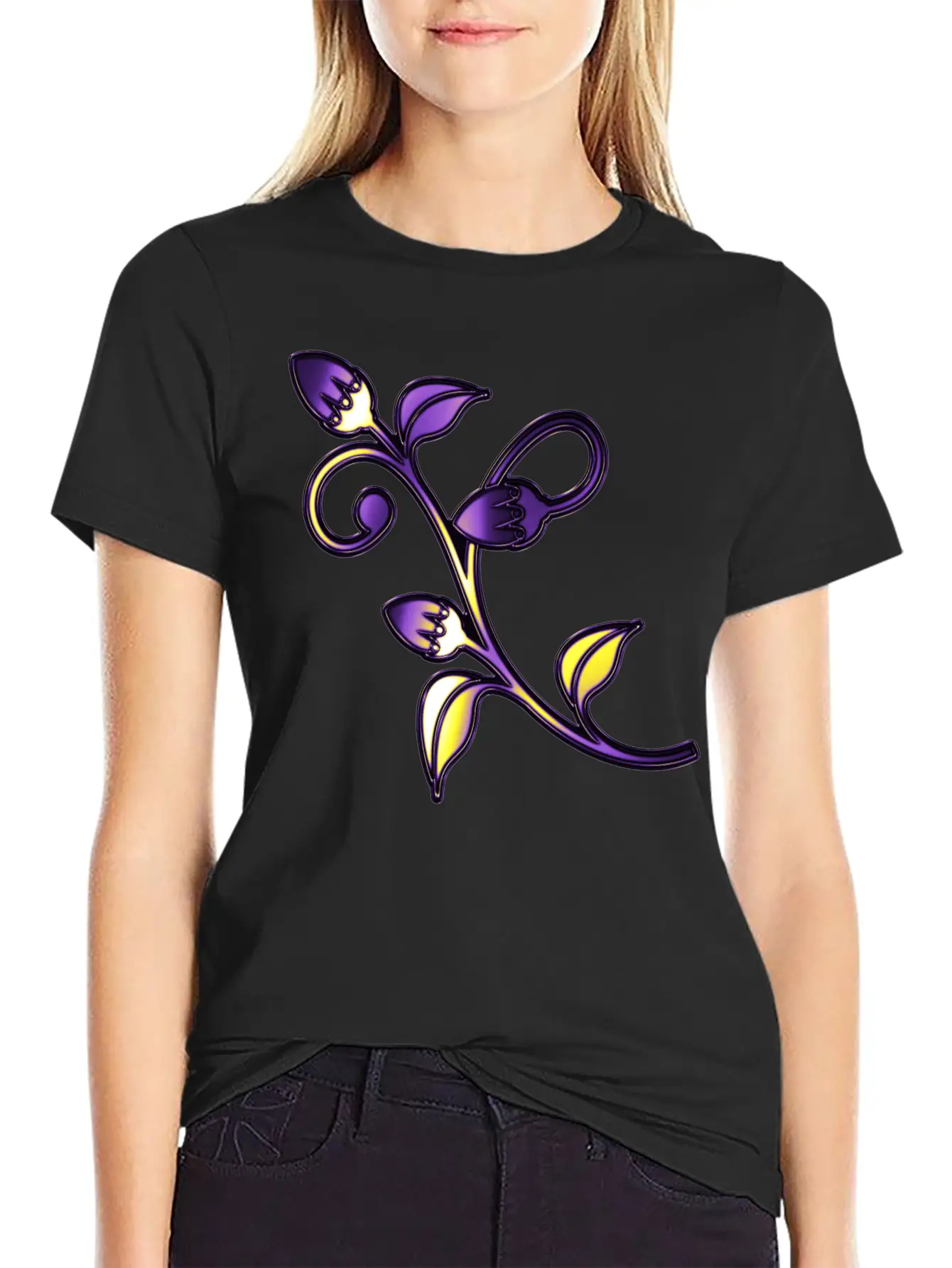 Nonbinary Pride Stained Glass Flowering Stem Stylish Everyday T-Shirt – Unisex Basic Cotton Tee