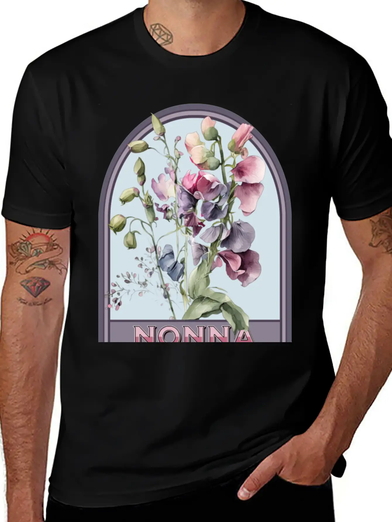 Nonna Vintage Floral Grandmother Essential Cotton Tee For Daily Outfits – Unisex Style