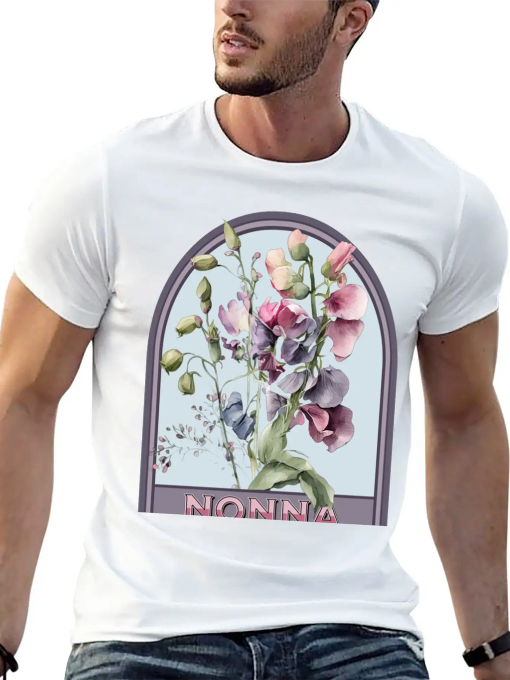 Nonna Vintage Floral Grandmother Essential Cotton Tee For Daily Outfits – Unisex Style