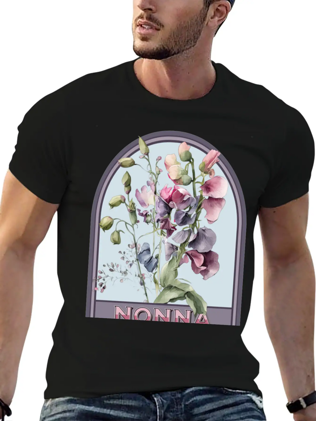Nonna Vintage Floral Grandmother Essential Cotton Tee For Daily Outfits – Unisex Style