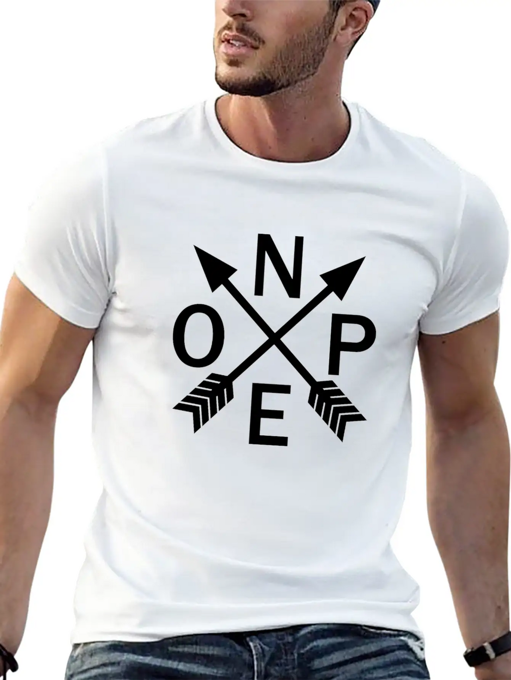 Nope Compass Unisex Short Sleeve Soft Cotton T-Shirt – Casual Everyday Wear