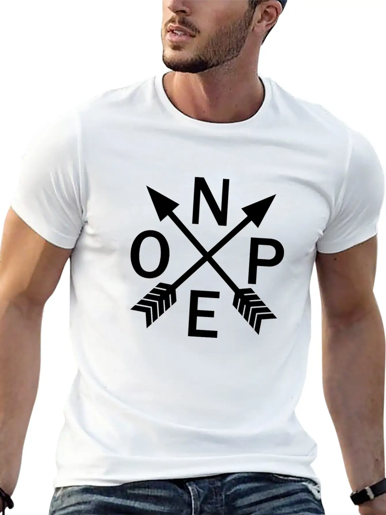 Nope Compass Unisex Short Sleeve Soft Cotton T-Shirt – Casual Everyday Wear
