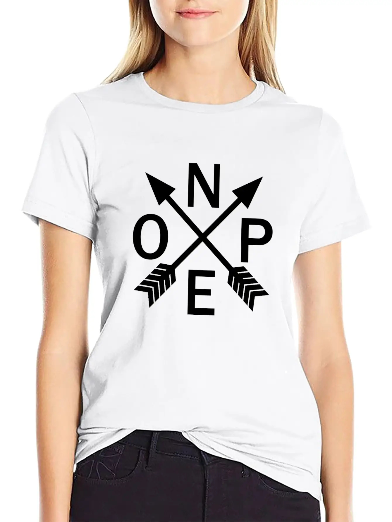 Nope Compass Unisex Short Sleeve Soft Cotton T-Shirt – Casual Everyday Wear