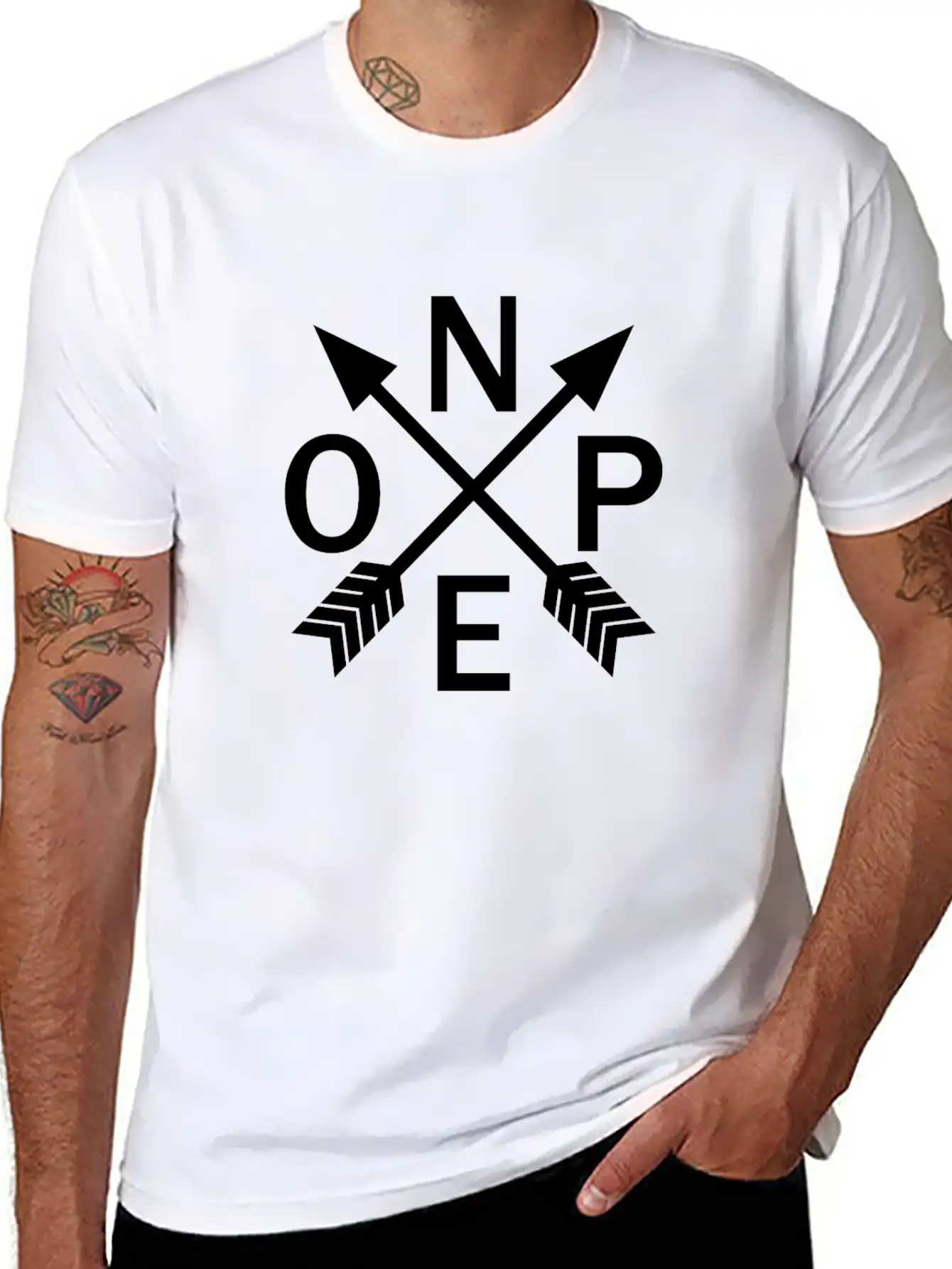 Nope Compass Unisex Short Sleeve Soft Cotton T-Shirt – Casual Everyday Wear
