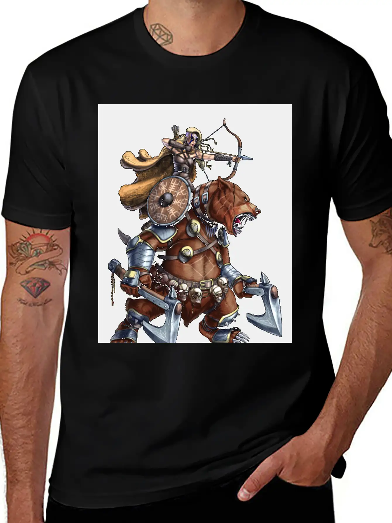 Norse Bear Viking Archer Warrior Stylish Everyday T-Shirt – Unisex Basic Cotton Tee