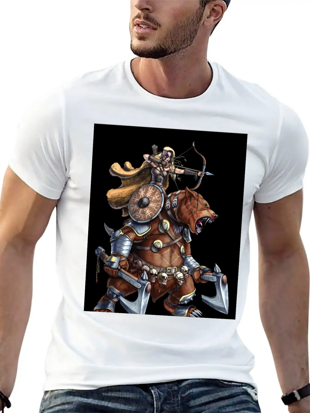 Norse Bear Viking Archer Warrior Stylish Everyday T-Shirt – Unisex Basic Cotton Tee