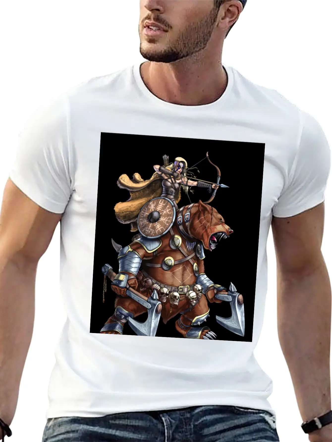 Norse Bear Viking Archer Warrior Stylish Everyday T-Shirt – Unisex Basic Cotton Tee