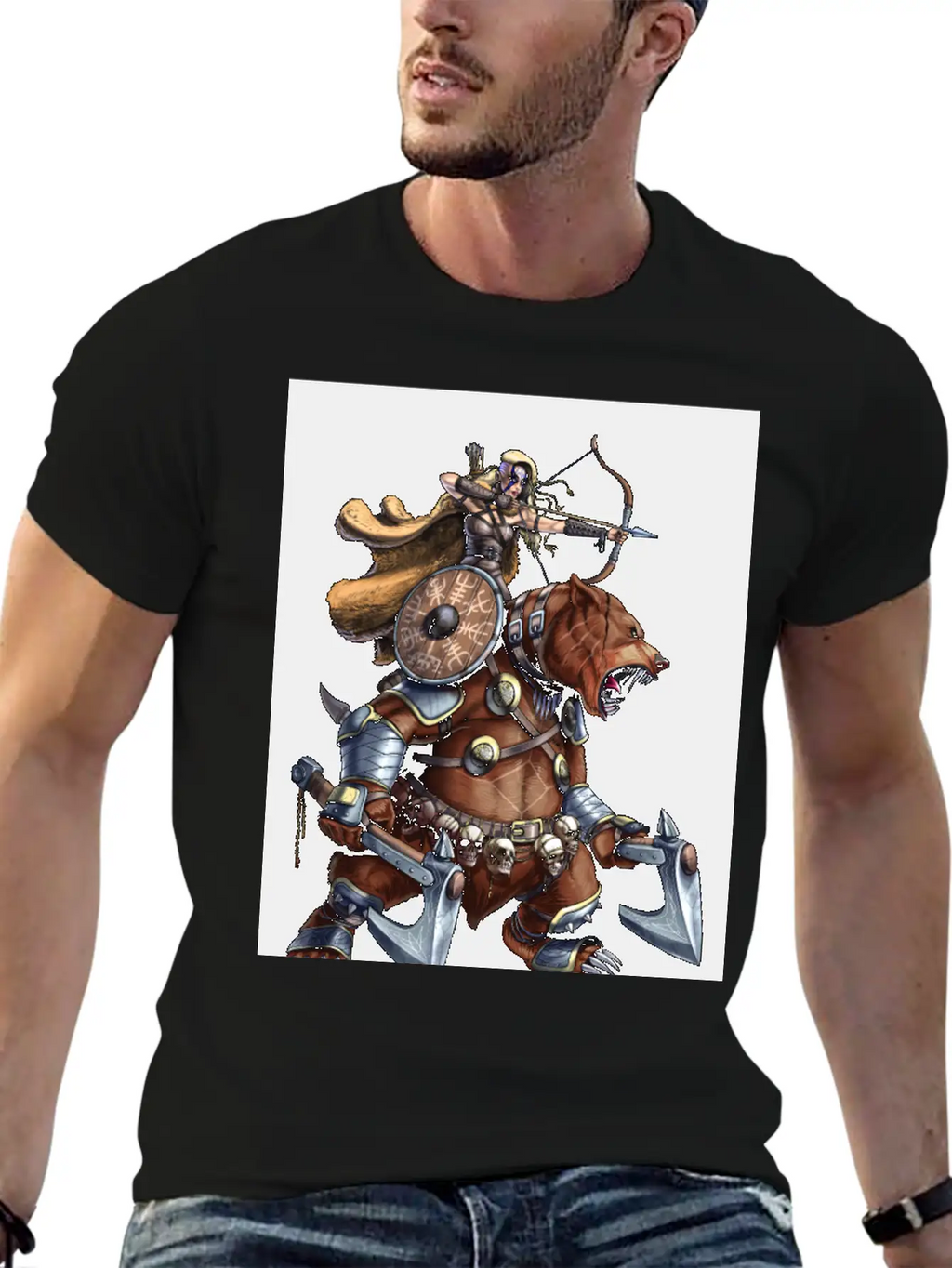 Norse Bear Viking Archer Warrior Stylish Everyday T-Shirt – Unisex Basic Cotton Tee