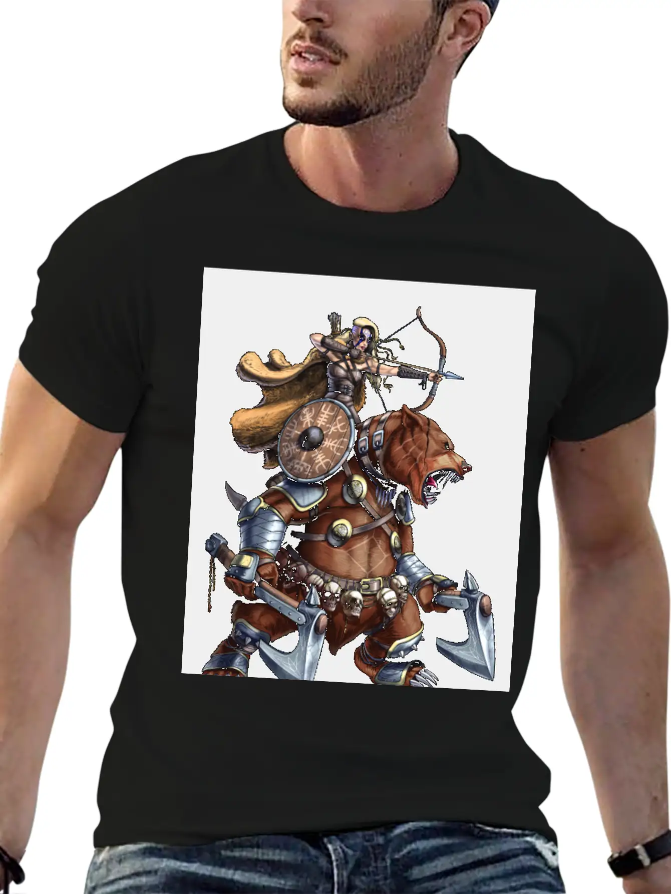 Norse Bear Viking Archer Warrior Stylish Everyday T-Shirt – Unisex Basic Cotton Tee