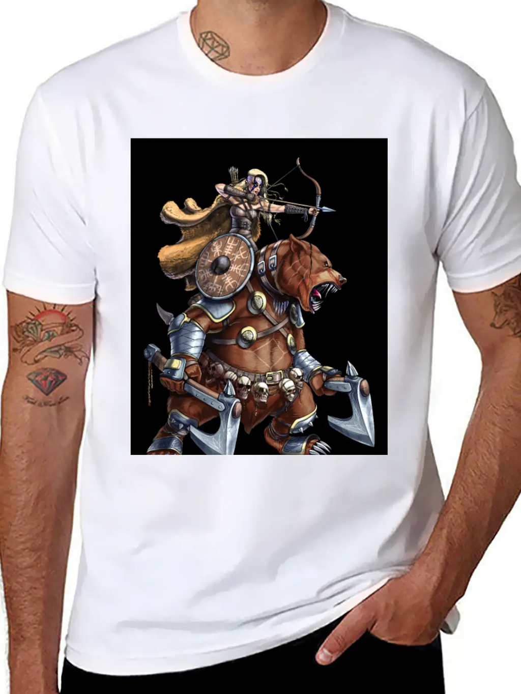 Norse Bear Viking Archer Warrior Stylish Everyday T-Shirt – Unisex Basic Cotton Tee