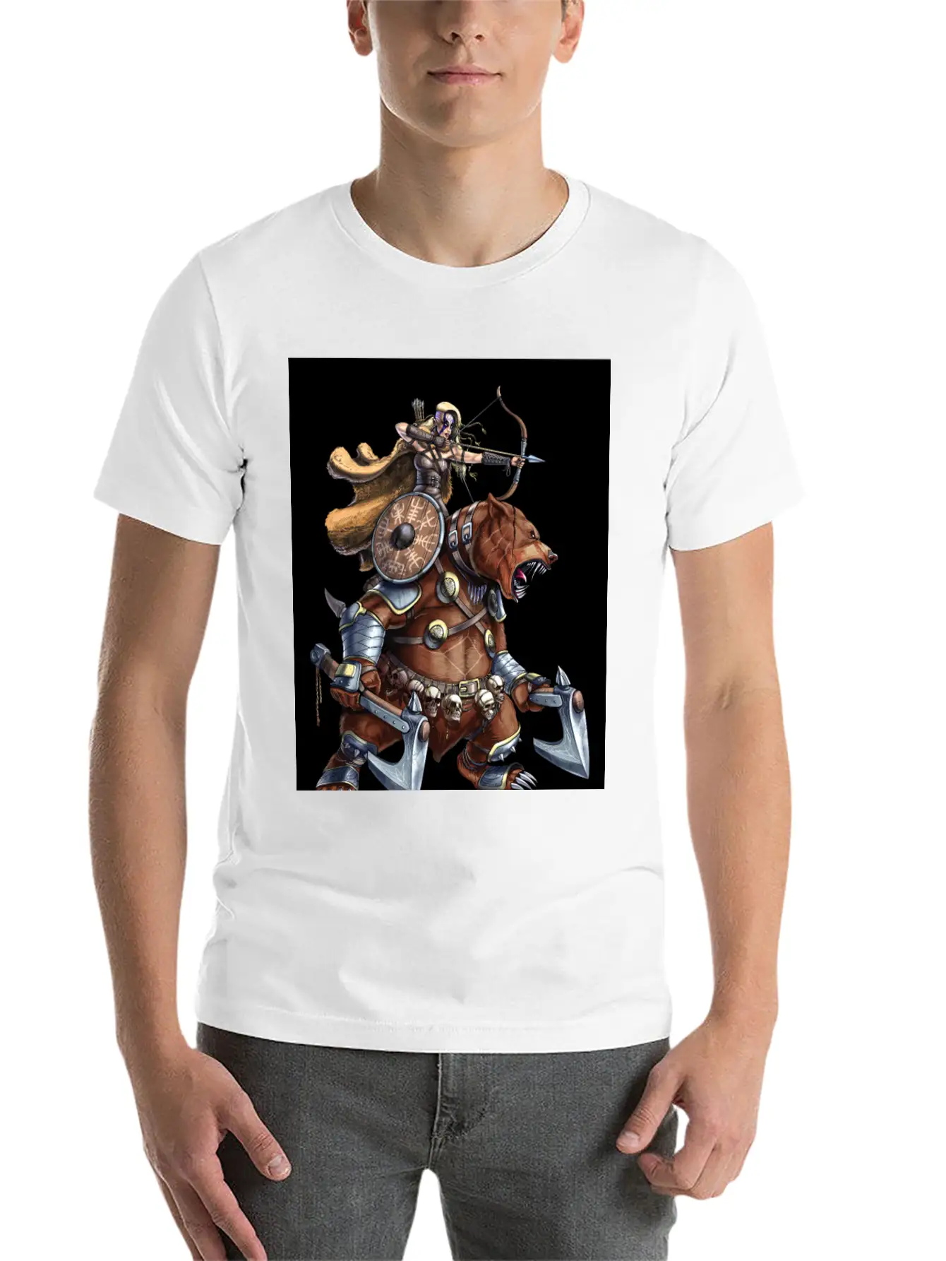 Norse Bear Viking Archer Warrior Stylish Everyday T-Shirt – Unisex Basic Cotton Tee
