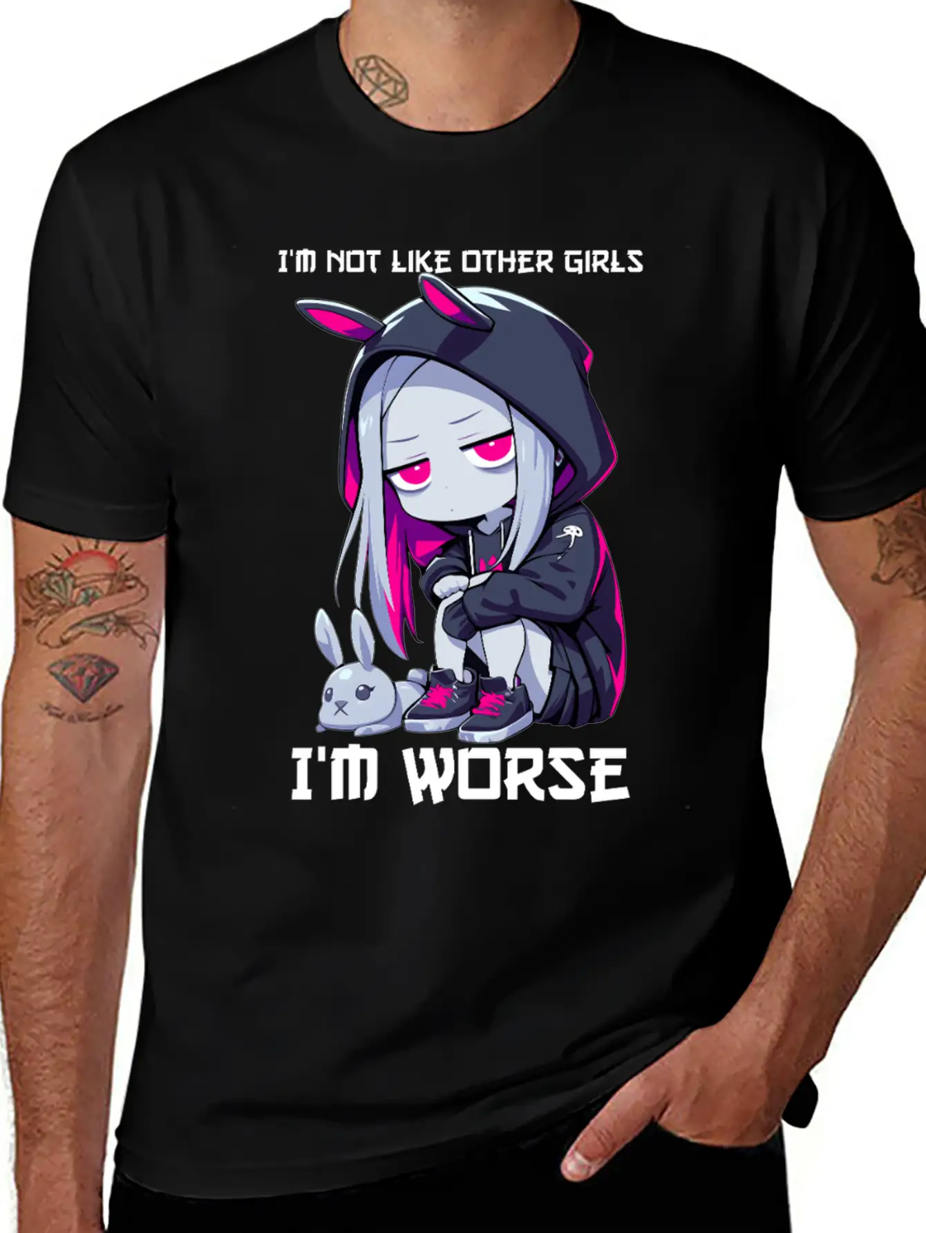 Not Like Other Girls Goth Bunny Edgy Grunge Unisex Casual T-Shirt – Clean Design For Daily Comfort