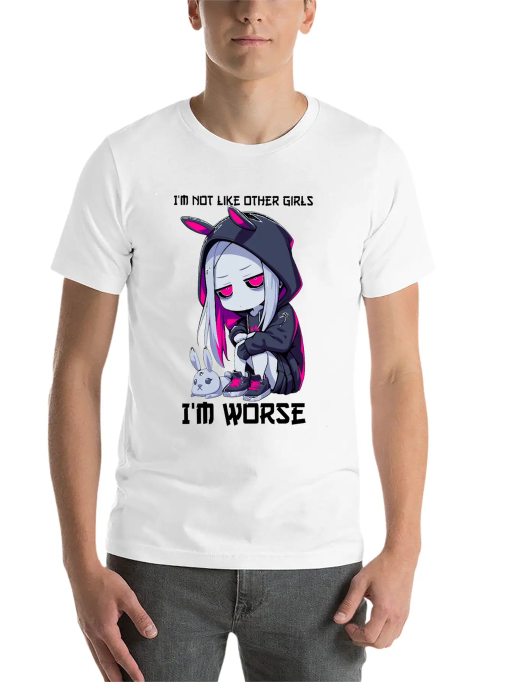 Not Like Other Girls Goth Bunny Edgy Grunge Unisex Casual T-Shirt – Clean Design For Daily Comfort