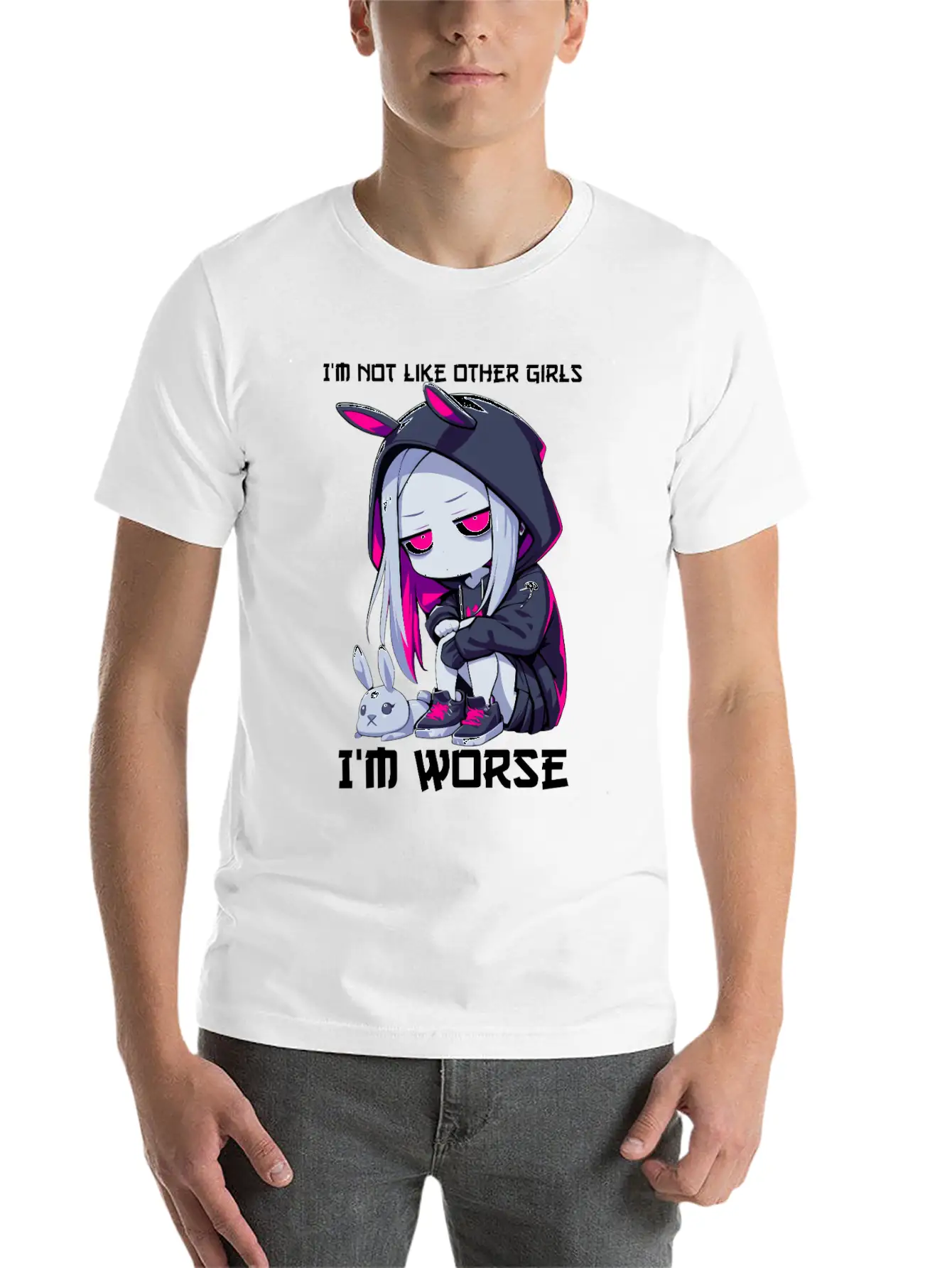 Not Like Other Girls Goth Bunny Edgy Grunge Unisex Casual T-Shirt – Clean Design For Daily Comfort