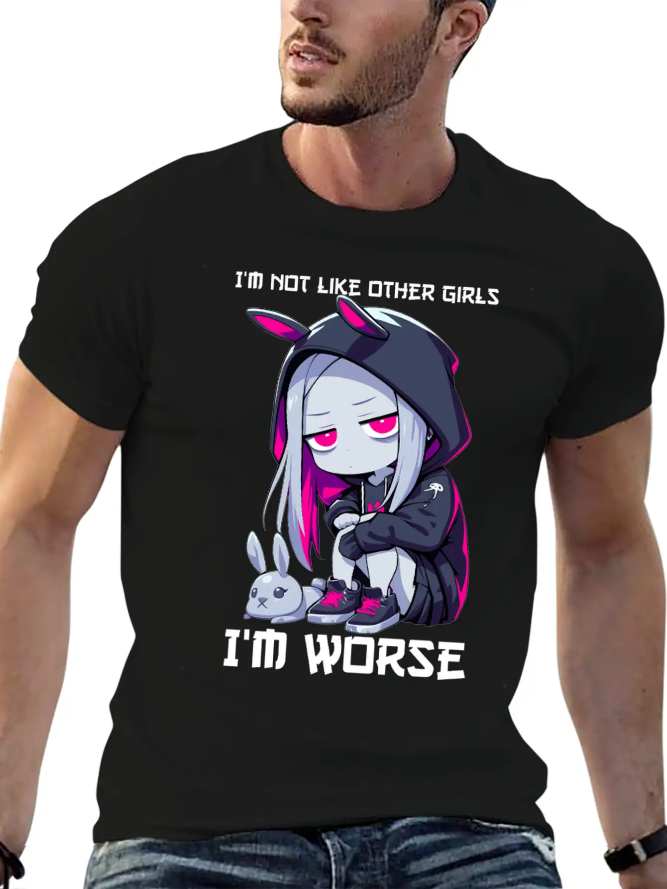 Not Like Other Girls Goth Bunny Edgy Grunge Unisex Casual T-Shirt – Clean Design For Daily Comfort