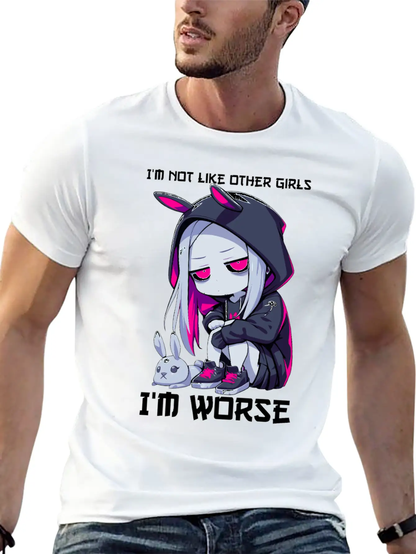 Not Like Other Girls Goth Bunny Edgy Grunge Unisex Casual T-Shirt – Clean Design For Daily Comfort