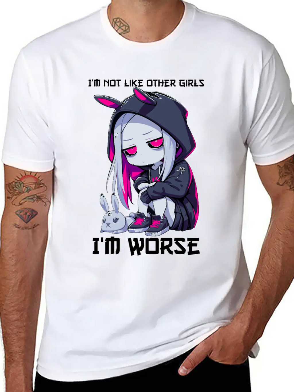 Not Like Other Girls Goth Bunny Edgy Grunge Unisex Casual T-Shirt – Clean Design For Daily Comfort
