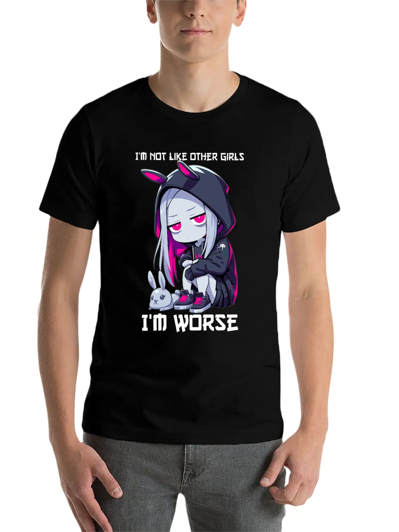 Not Like Other Girls Goth Bunny Edgy Grunge Unisex Casual T-Shirt – Clean Design For Daily Comfort