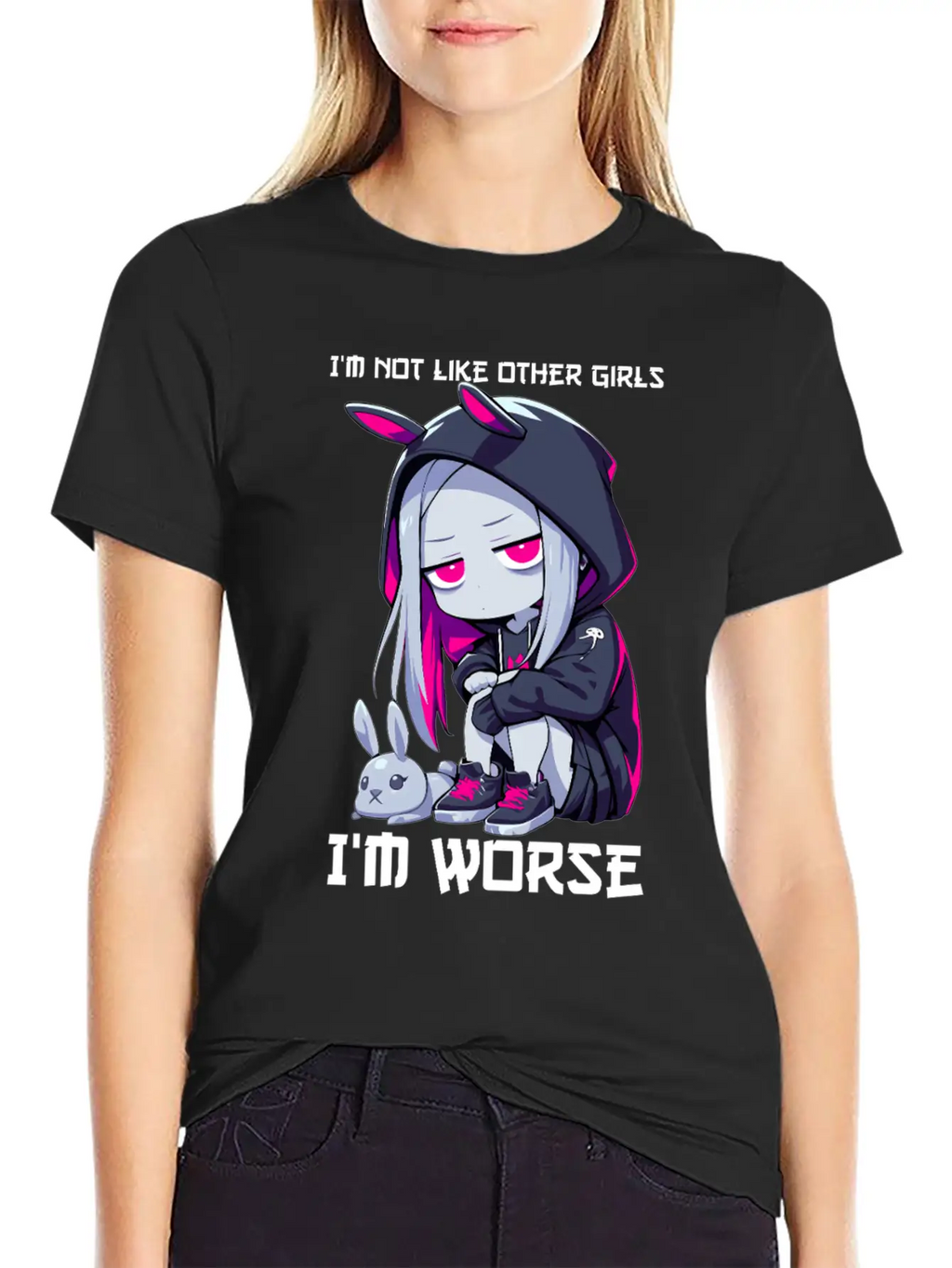 Not Like Other Girls Goth Bunny Edgy Grunge Unisex Casual T-Shirt – Clean Design For Daily Comfort