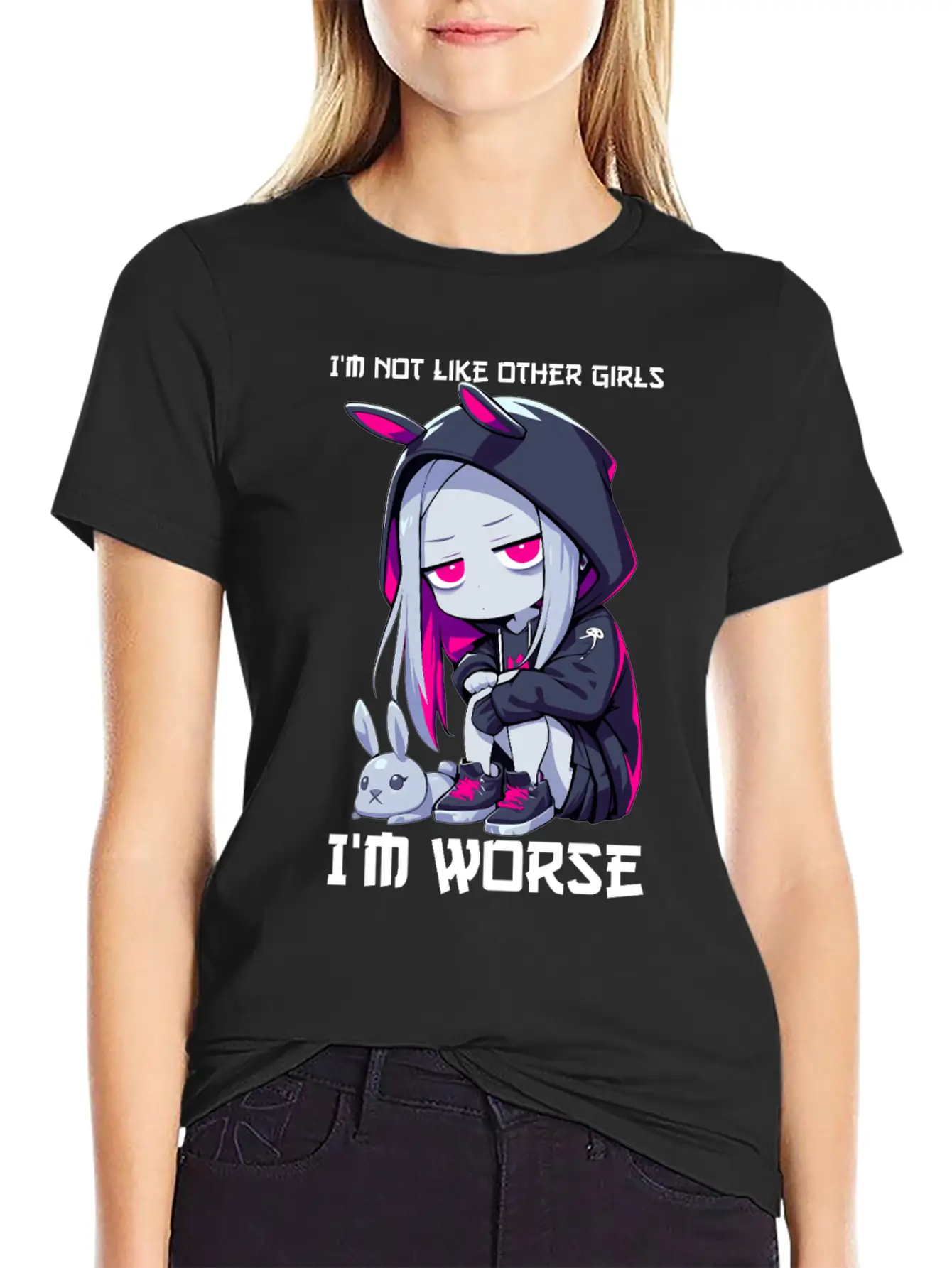 Not Like Other Girls Goth Bunny Edgy Grunge Unisex Casual T-Shirt – Clean Design For Daily Comfort