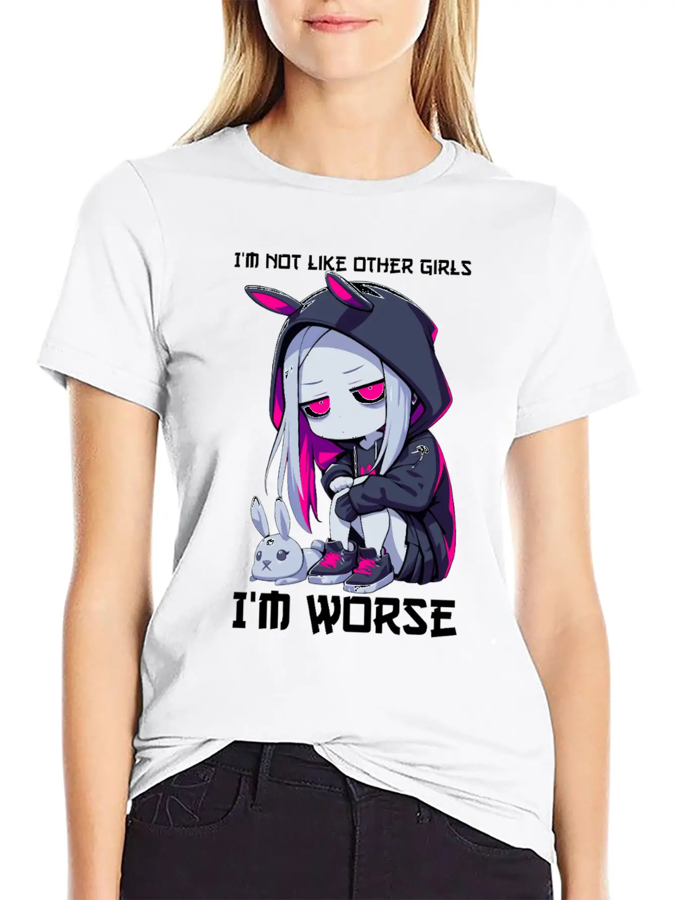 Not Like Other Girls Goth Bunny Edgy Grunge Unisex Casual T-Shirt – Clean Design For Daily Comfort