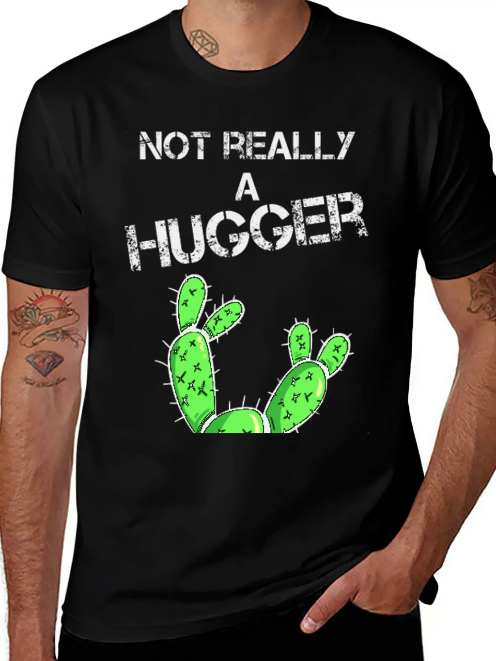 Not Really A Hugger, Cactus Stylish Everyday T-Shirt – Unisex Basic Cotton Tee