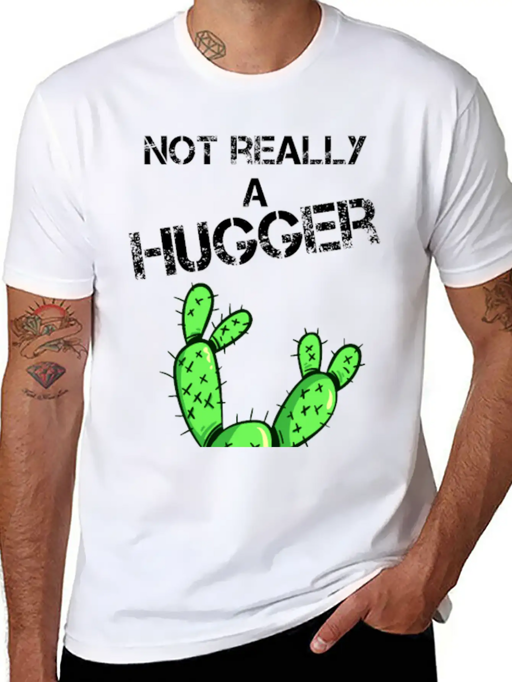 Not Really A Hugger, Cactus Stylish Everyday T-Shirt – Unisex Basic Cotton Tee